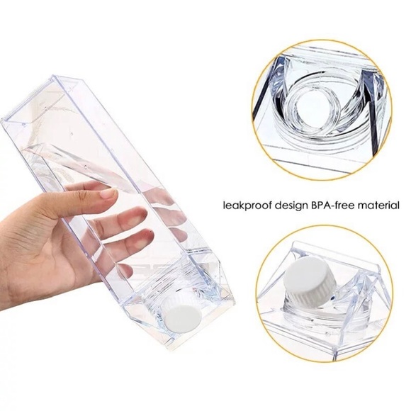 Set of 3 Acrylic Milk Carton Water Bottles *New* 17oz - Picture 4 of 4